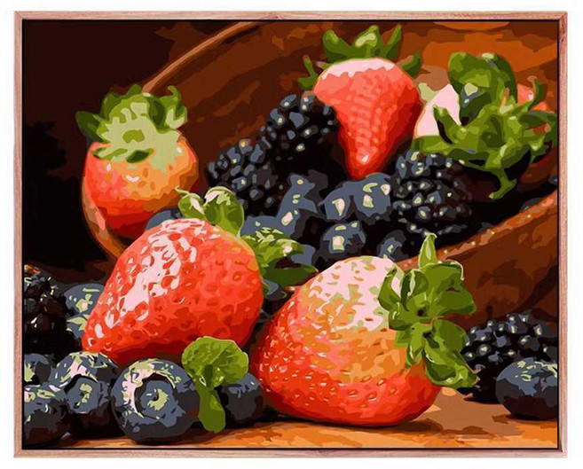 과일 유화 비포페인팅 DIY 북유럽 거실 풍경 액자 장식 1. 딸기 50x65(내부프레임), 4. 새와 커피 50x65(내부프레임)