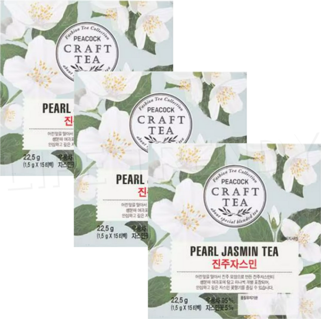 피코크 진주 자스민 1.5g x 15티백, 3개, 15개입