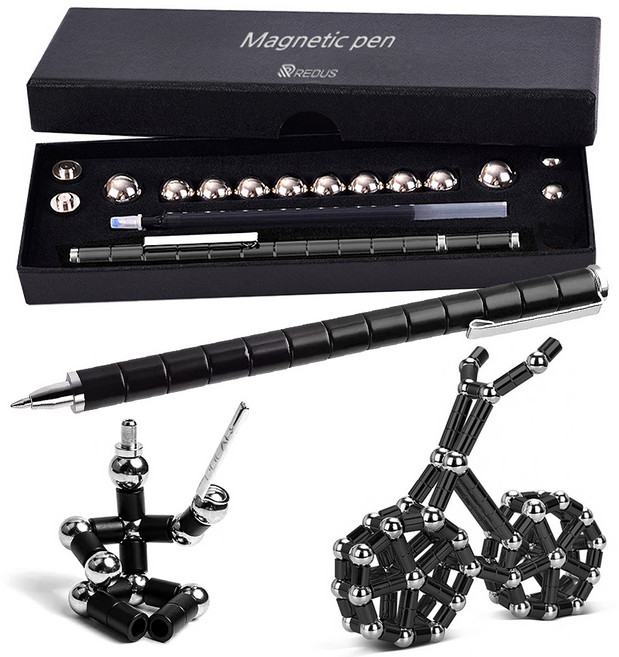 레더스 마그네틱 자석 블럭 볼펜, 블랙, 1개