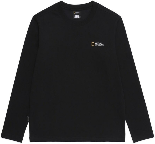 2025 FW 내셔널지오그래픽 팔코 스몰로고 긴팔 티셔츠 블랙 남녀 공용 커플