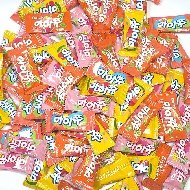 마이쮸 4가지맛 혼합 95입 세트 ( 마이쭈 써니피치 + 캔털루프멜로 + 핑크리치 + 애플망고 ) 4가지맛 개별포장 젤리 대용량 세트, 95개, 4g