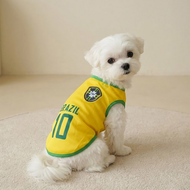 쪼꼬마미 강아지 국가대표 축구복 농구복 유니폼 대형견 옷 빅사이즈 6XL 여름 쿨조끼 메쉬 민소매 애견의류 골든리트리버 시밀러룩 커플룩 6종, 1개, 브라질