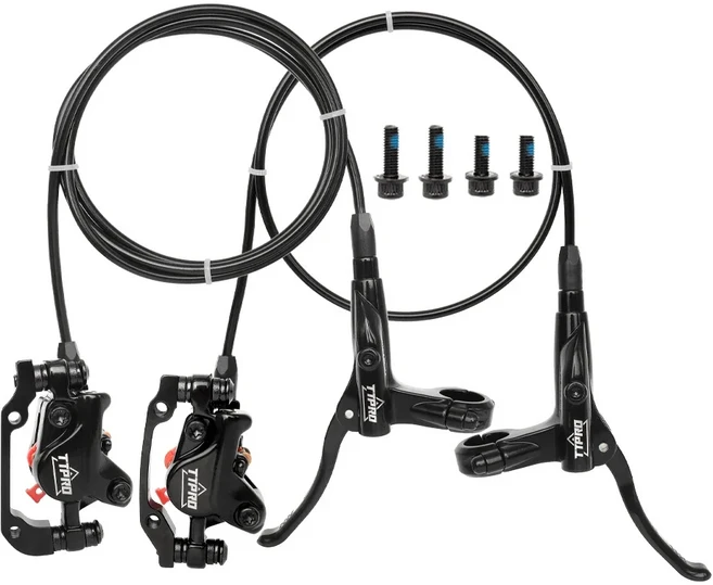 Ttpro TP-MT200 유니버설 유압 디스크 브레이크 키트 오일 산악 자전거 합금 재질 BMX 호환 패드 포함, Left Front, 01 Front RightRear Left