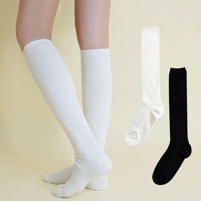 마이싹 슬림 잔골지 니삭스 롱 양말 2켤레