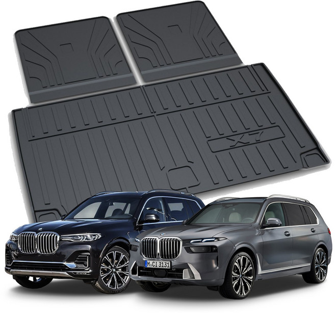리얼핏 BMW X7 G07 카본디자인 논슬립 3D 트렁크매트 호환, 카본블랙