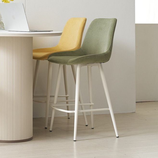 슈리 편한 아일랜드 식탁의자 높은 패브릭 홈바 의자 53cm, 1개, 그린