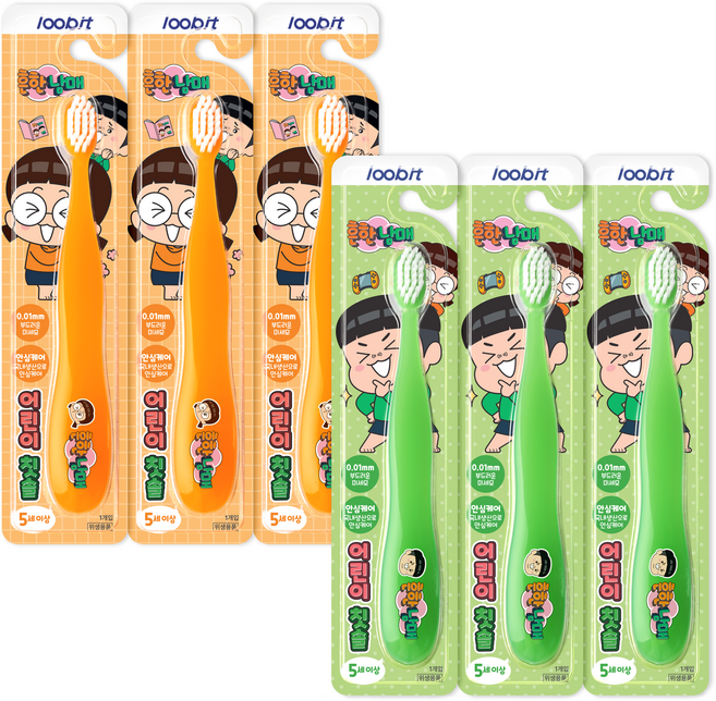 흔한남매 어린이 칫솔, 1세트, 6개입, 혼합