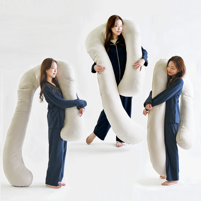 솜노스 U자바디필로우 특대 4m 바디필로우1p커버1p, 시티그레이 바디필로우1(본체+커버)+시티그레이 커버1, 그레이