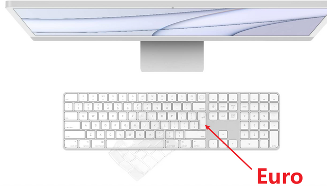 지우기 TPU 키보드 커버 스킨 2021 애플 호환 iMac 24 인치 M1 칩 미국 유로 매직 숫자 키패드 및 터치 ID, 01 A2520 EURO Layout