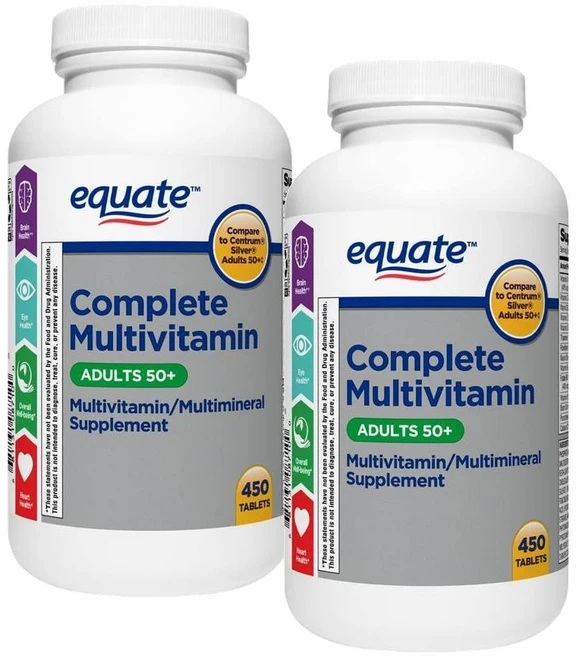 이퀘이트 성인 50세이상 컴플리트 멀티비타민 미네랄 Equate Complete Multivitamin Adults 50+, 2개, 450정 - 쿠팡