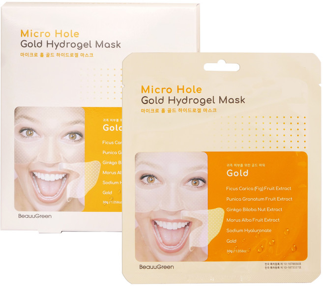 뷰그린 마이크로홀 골드 하이드로겔 마스크 28ml 5매 시트 마스크/팩, 1개, 5개입