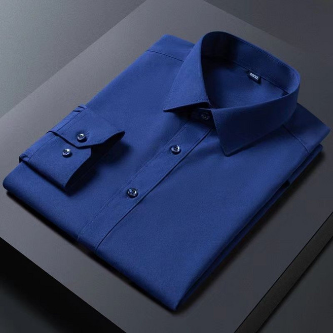 男士新款襯衫長袖商務休閒彈力職業純色正裝免燙工裝襯衫男時尚