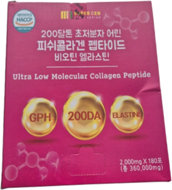 슈퍼쎈 200달톤 초저분자 어린피쉬콜라겐 펩타이드 비오틴 엘라스틴, 360g, 1개 - 쿠팡