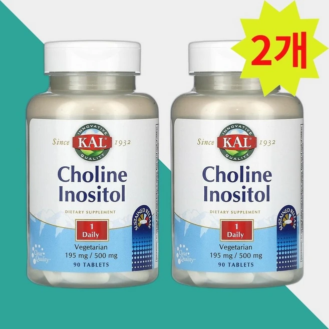 KAL 콜린 (콜린 비타르트레이트) 이노시톨 90정 x 2, 2개 - 쿠팡