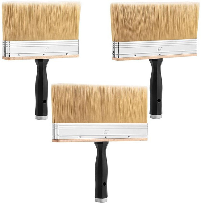 베이츠- 데크 얼룩 브러시 3팩 7 8 9 목재용 대형 페인트, Bates- 데크 스테인 브러시, 3팩, 17.8cm(