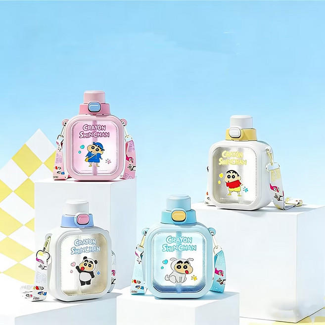 [신상 ] 밀크카 짱구 폼폼푸린 사각보틀 플라스틱 물컵, 1개, 700ml, 핑크색