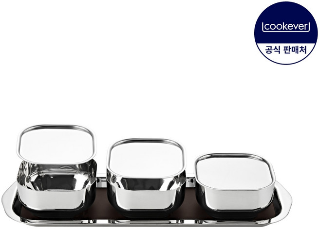(정품) 쿡에버 스텐 사각 소스볼 3P 세트 (트레이 포함), 상세 설명 참조