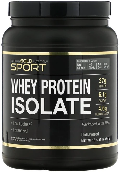 캘리포니아골드뉴트리션 (GOLD) 웨이 프로틴 파우더 아이솔레이트 분리 유청 단백질 분말 1병 맛 무함유 454g (1통 454g), 1개 - 쿠팡