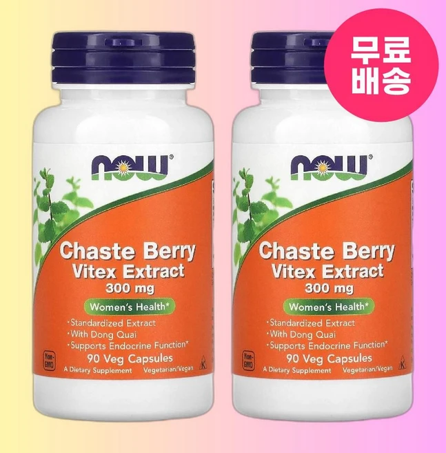 나우 푸드 체이스트베리 바이텍스 추출물 300mg 베지 캡슐 90정 2개 - 쿠팡