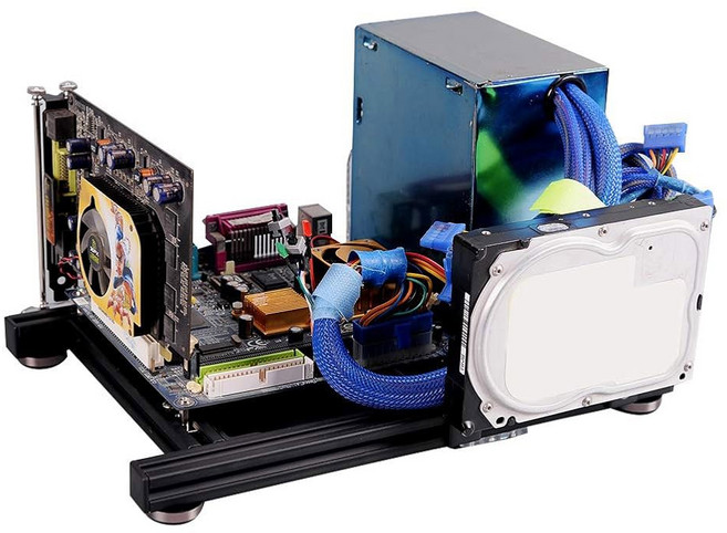 ITX 테스트 벤치 컴퓨터 케이스 PC 벤치 오픈 에어 브래킷 알루미늄 DIY 베어 프레임 ATX 마더보드 벤치-블랙, ITX 테스트 벤치 컴퓨터 케이스 PC 벤치, 오픈 에, 1개
