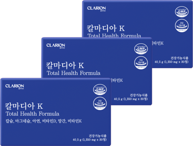 클라리온 칼마디아K 30정 3박스 칼슘 마그네슘 비타민D 아연 비타민K 망간, 3개