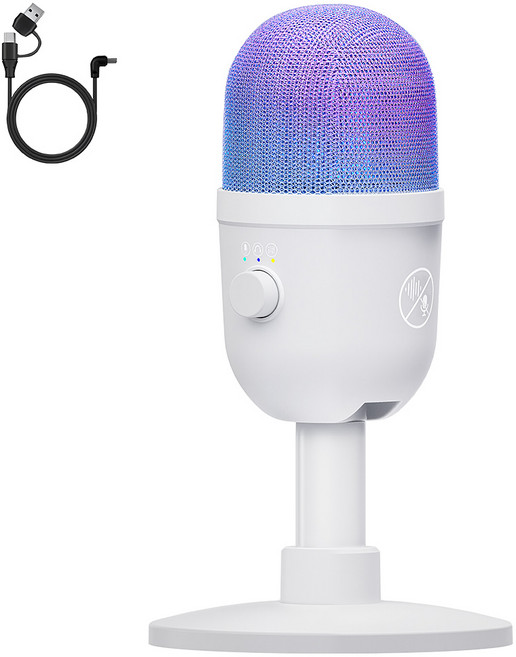 PANSHI 유선 콘덴서 게이밍 마이크 방송용 녹음용, MV21-화이트