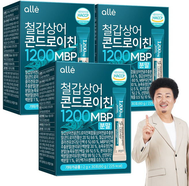 철갑상어 연골 콘드로이친 1200 MBP 분말 스틱 c6s 식약청 HACCP 알레, 3개, 30회분