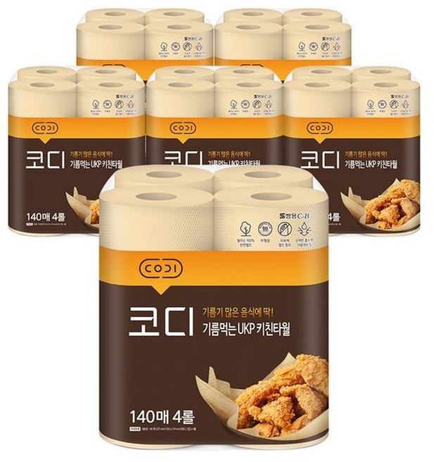 코디 기름먹는 키친타월 140매4롤 6팩, 6개