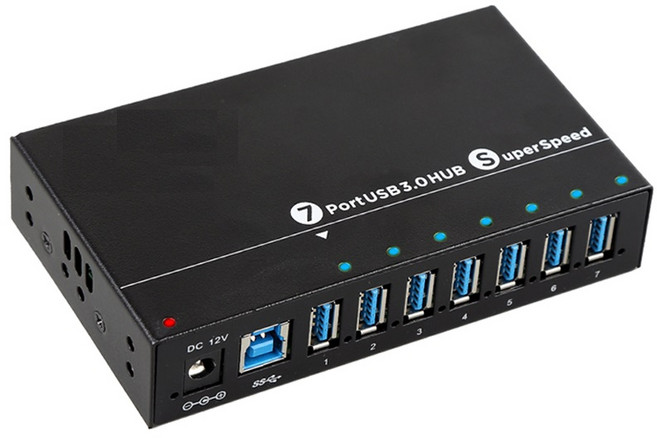 易控王 工業級 USB3.0 Hub 7PORT 集線器 外接3A電源, 40-732, 1個