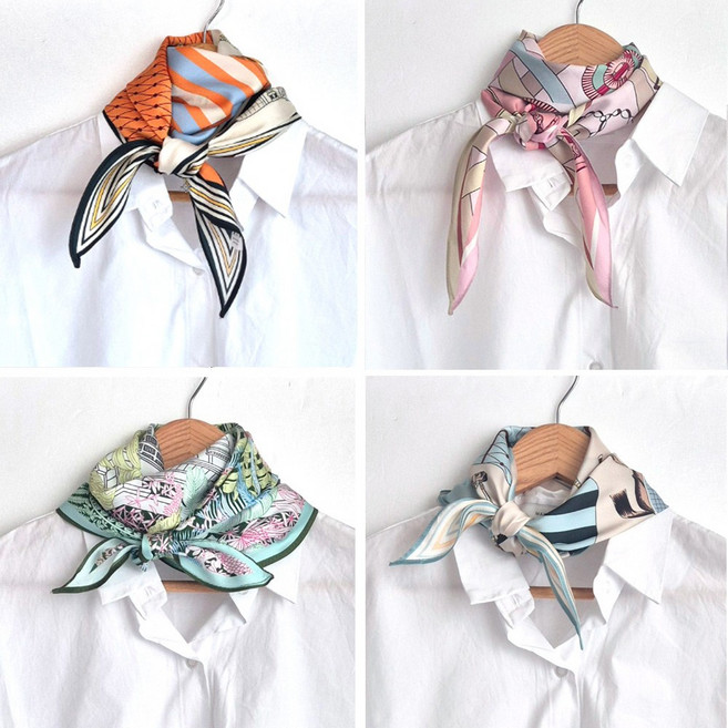 여성 봄 쁘띠 스카프 마름모 숄 실크 머플러 9종