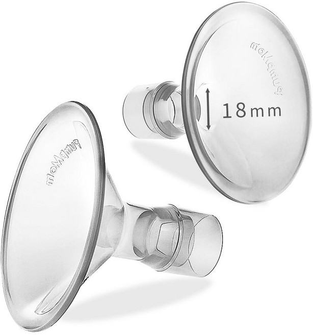 PumpMom Medela 유축기 부품용 21mm 가슴 보호대 Medela 액세서리와 호환 오리지널 PersonalFit 플렉스 유축기 부품 아님 2개(21mm), 18mm