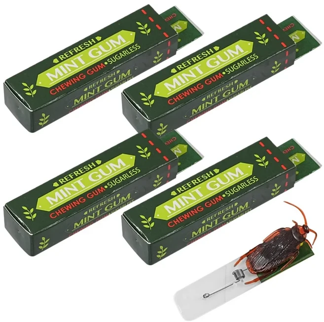 쿠쿠스토어 2/4/개입 바퀴벌레 장난 껌 모양 사실적인 재미있는 성인 할로윈 만우절 파티, 01 Standard size, 01 2pcs