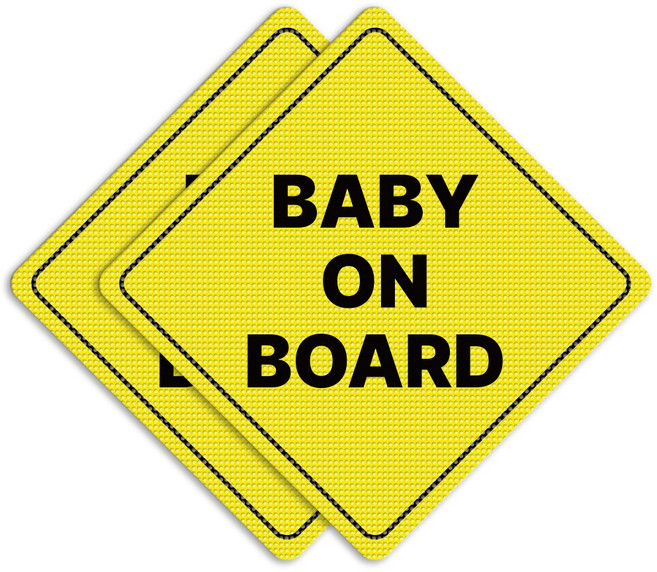 긱베어 마름모 2매입 NEW DRIVER BABY ON BOARD 초보운전 아이탑승 자동차 자석 스티커, 2개, 옐로우_스티커