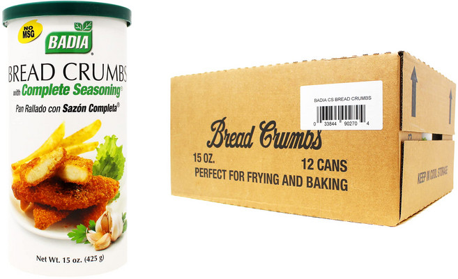 바디아 빵가루 (완전 양념 포함) 15 온스 (12개 묶음) Badia Bread Crumbs with Complete Seasoning 15 Ounce (Pack of 12), 1개, 15 oz. (425 g)