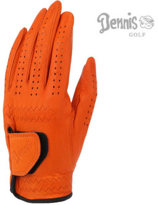 [데니스정품] 데니스 골프 남/여 프리미엄 카브레타 천연양피 컬러골프장갑, 오렌지