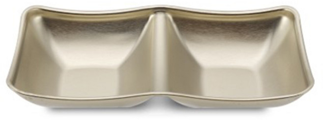 라이프 초이스 업소용 식당 무광 골드 티타늄 웨이브 2구 소스볼 종지, 1개, 매트