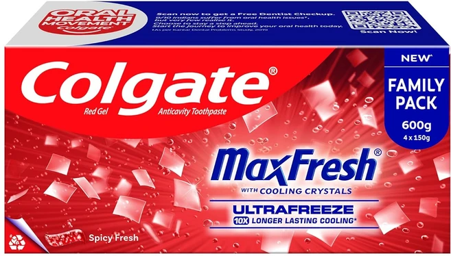 Colgate 콜게이트 맥스 프레쉬 치약 – 600g (150g x 4) 대용량 묶음, 1개 - 쿠팡