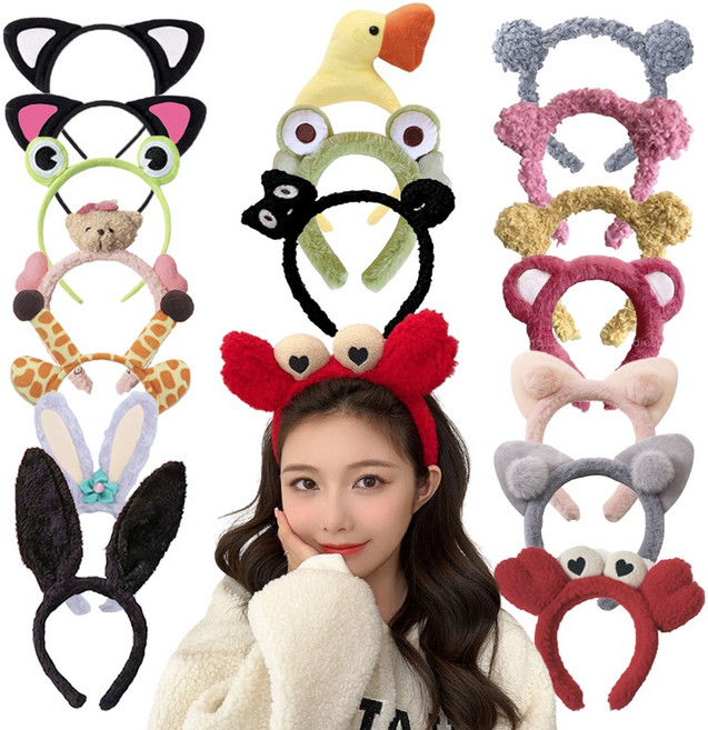 미미파티 동물 머리띠 인생네컷 웃긴 소품 생일 파티 체육대회 놀이공원 인싸머리띠, 동물 머리띠 2-딸기토끼 핑크