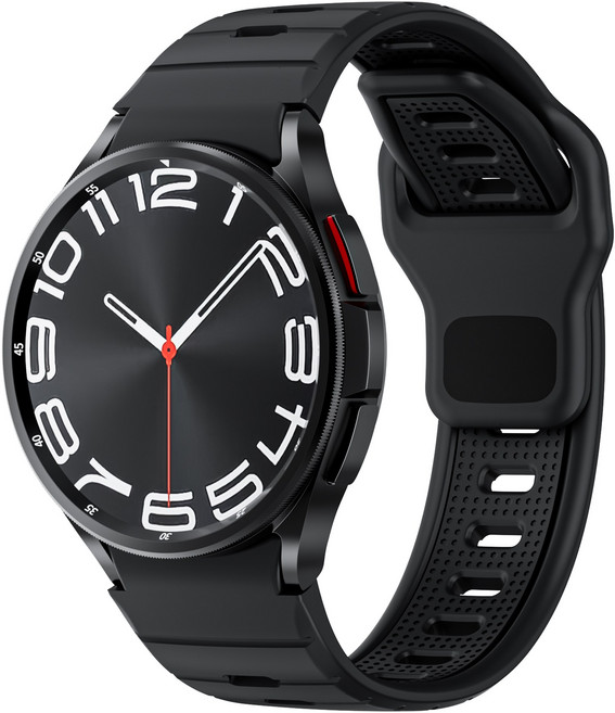 Fegwilde 갤럭시워치 7 6 5 4 프로 호환 투톤 컬러 스포츠 실리콘 스트랩, 블랙