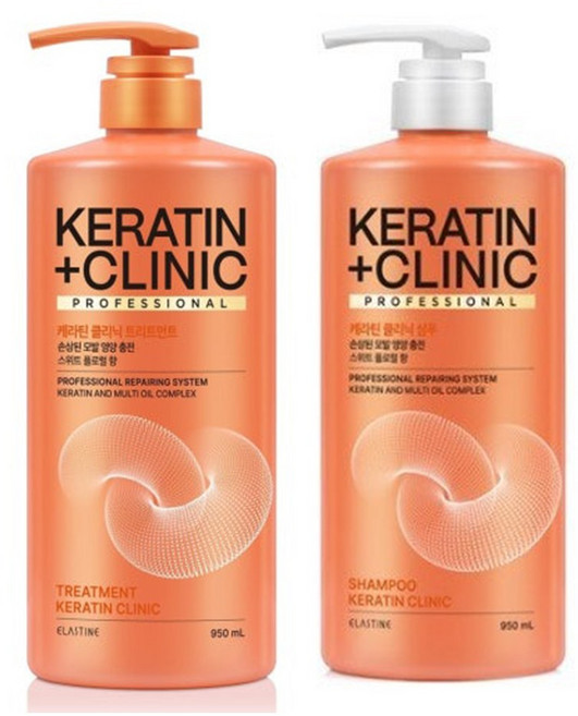 엘라스틴 케라틴클리닉 단백질 고영양 샴푸+ 트리트먼트 세트 950ml, 1개