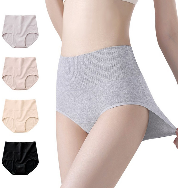 바바 여성 하이웨스트 고탄력 순면 팬티 4종세트