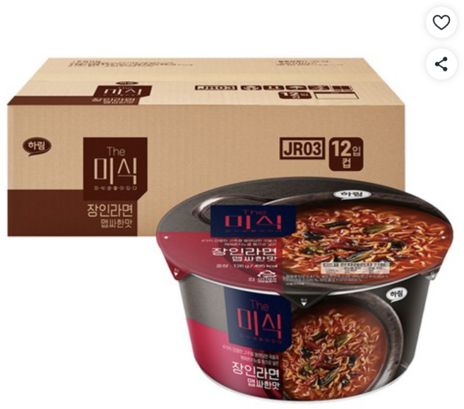 더미식 장인라면 맵싸한맛 컵라면 126g, 12개