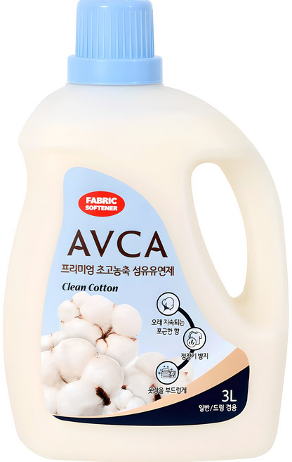 아브카 프리미엄 초고농축 섬유유연제 클린코튼향 본품, 3L, 1개