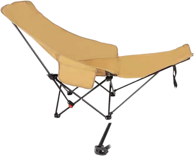 戶外可調節折疊椅 便攜式露營坐躺椅, 1個, 卡其色系三檔調節帶腿託沙發