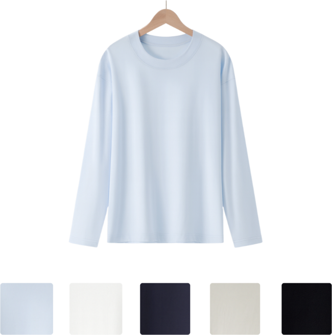 넥스트엣지 비침없고 질좋은 20수 고밀도 순면 무지 긴팔 티셔츠
