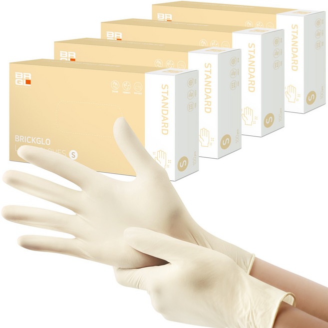 브릭글로 스탠다드 라텍스장갑, 베이지, 소(S), 4개