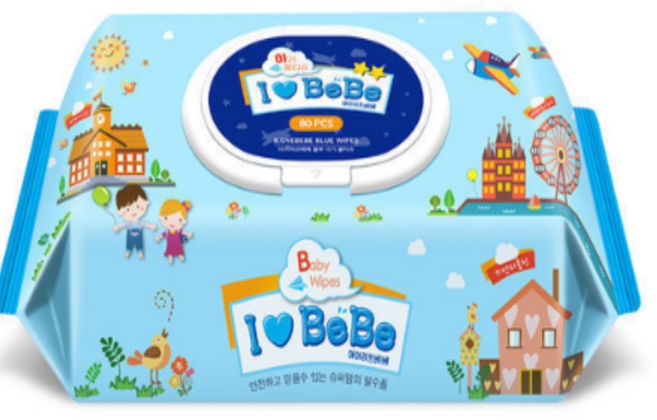 아이러브베베 아기물티슈 블루 캡형 80매 20팩 대용량, 52g, 20개