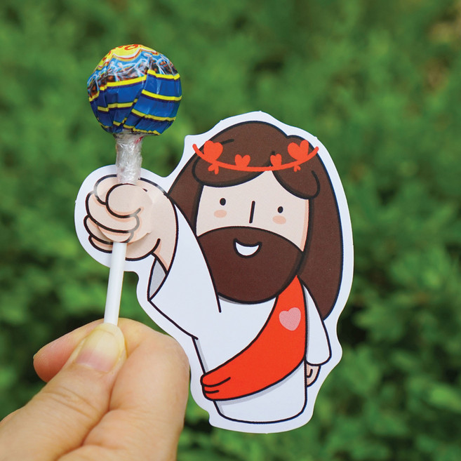 갓월드 사탕전도지 7 예수님은 사랑이야 (10매 1세트) 예수님전도지 말씀전도지 전도용품, 스티커포함(10set)