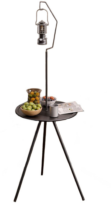 디프 미니 캠핑 테이블 높이조절 랜턴걸이, 블랙