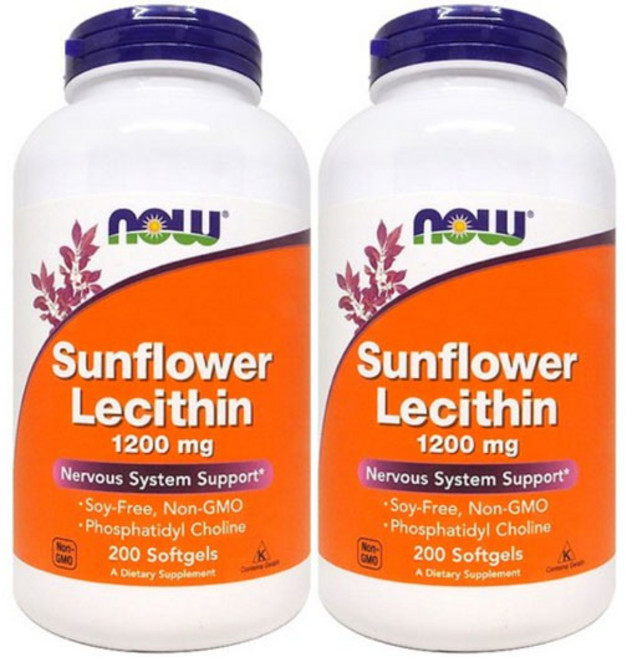 Now Foods 나우푸드 해바라기 레시틴 1200 mg 200 정, 200정, 2개